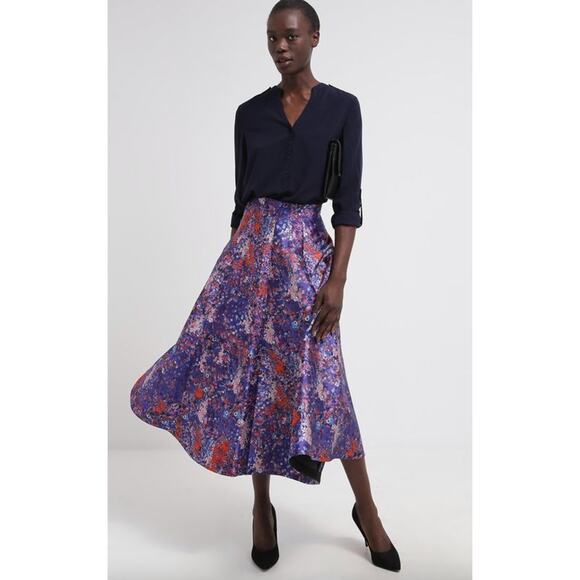 LK Bennett Women's Brunele Full Printed Midi Skirt Size 4 Abstract Artsy Bold - Picture 12 of 13